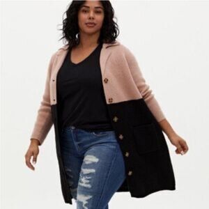 Torrid Two-Tone Button-Up Women's Cardigan